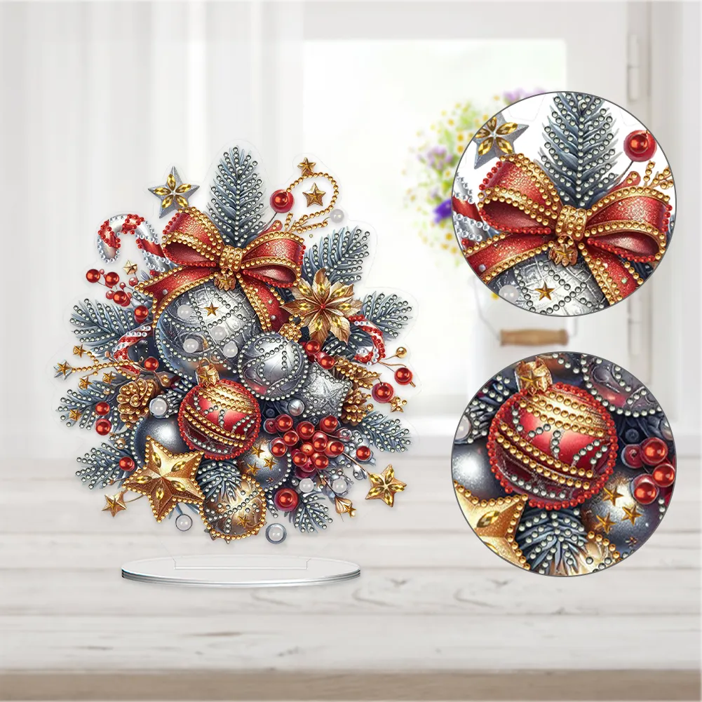 DIY Christmas Flower Acrylic Special Shaped Decor Desktop Diamond Art Kits for Home