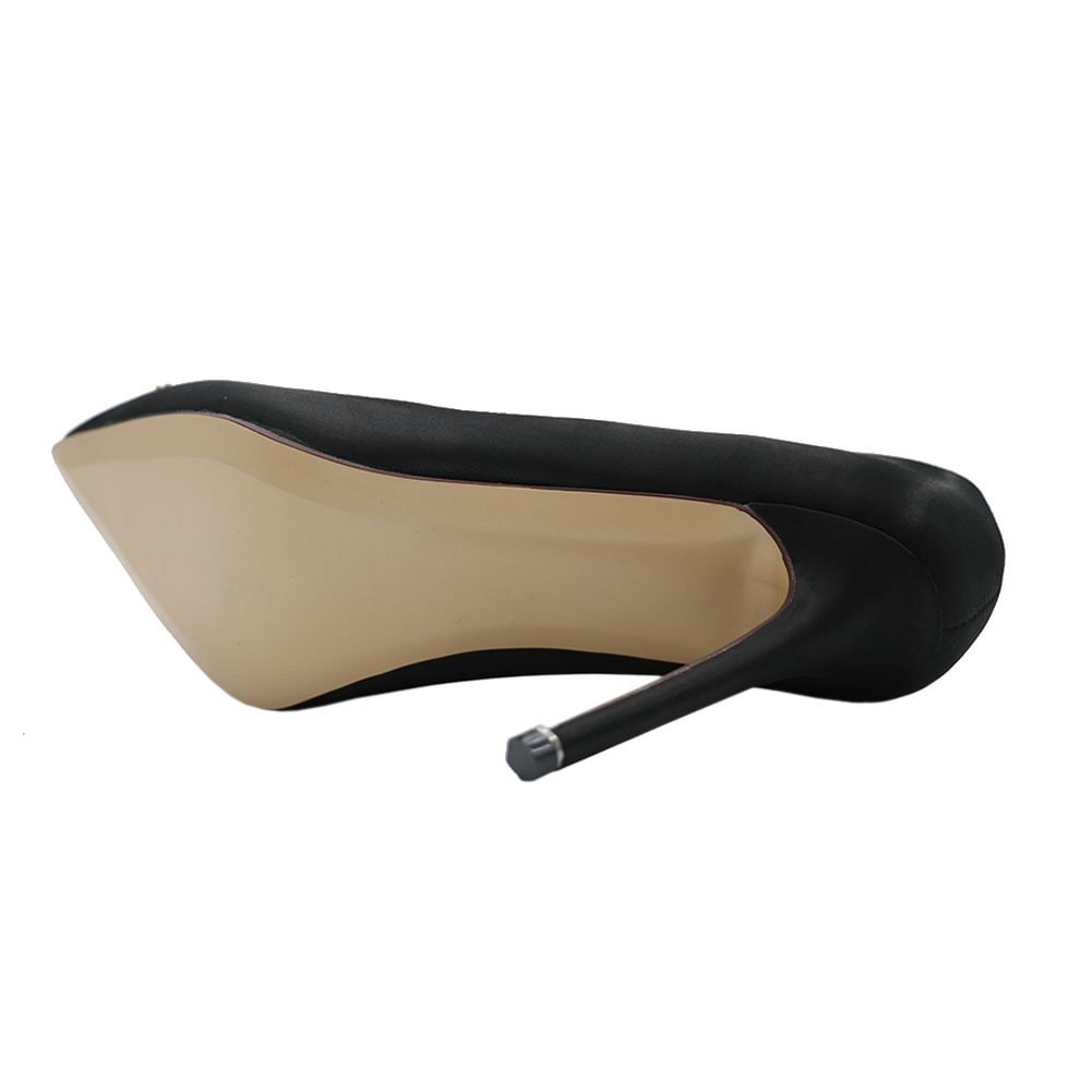 3.94" Women's Slik Shoes Diamond Party Wedding Black Pumps-vocosishoes
