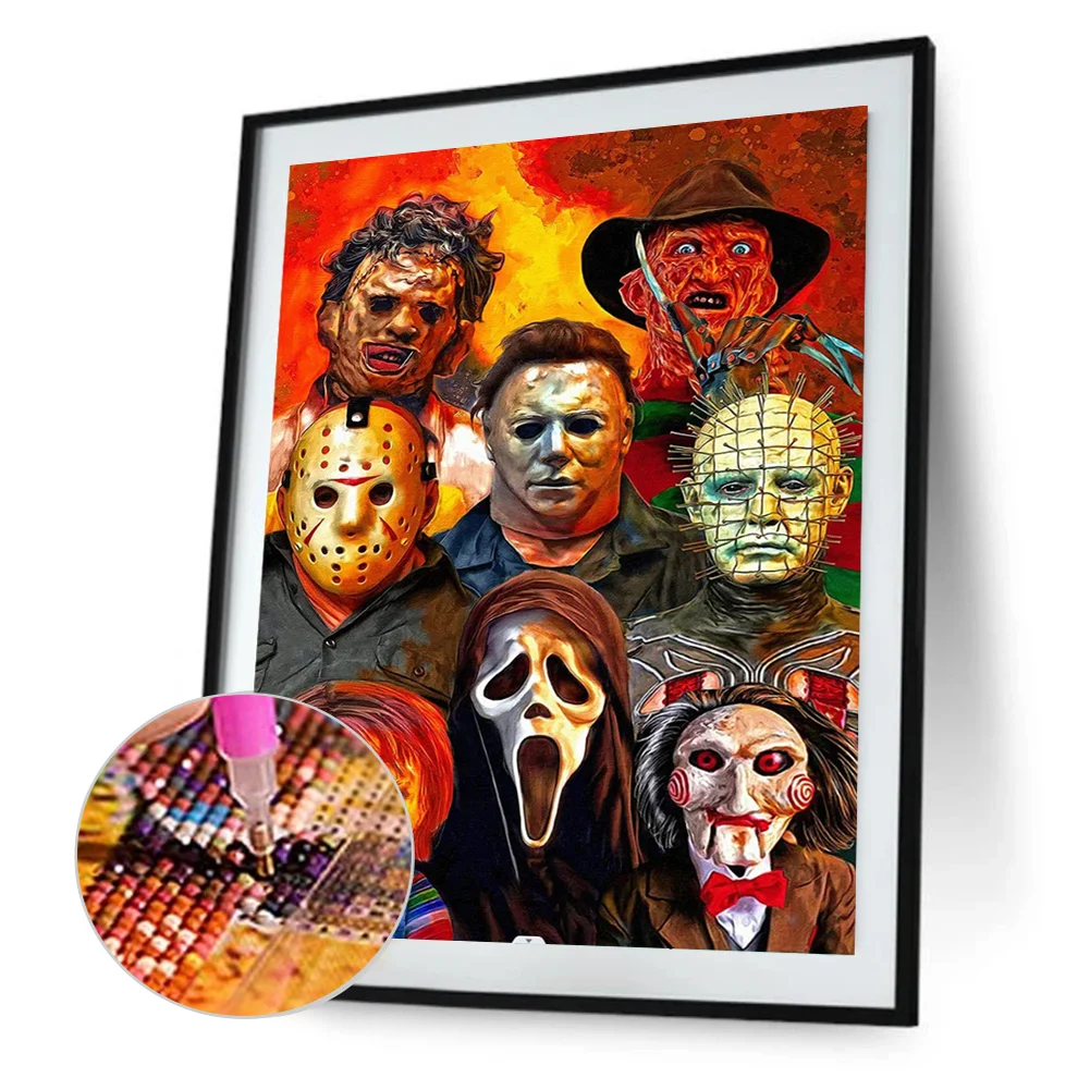 Scary Friends Diamond Painting, Full Round/Square Diamonds - Horror Movie  Characters