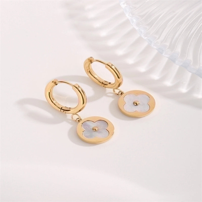 1 Pair Casual Modern Style Flower 304 Stainless Steel 18K Gold Plated Drop Earrings