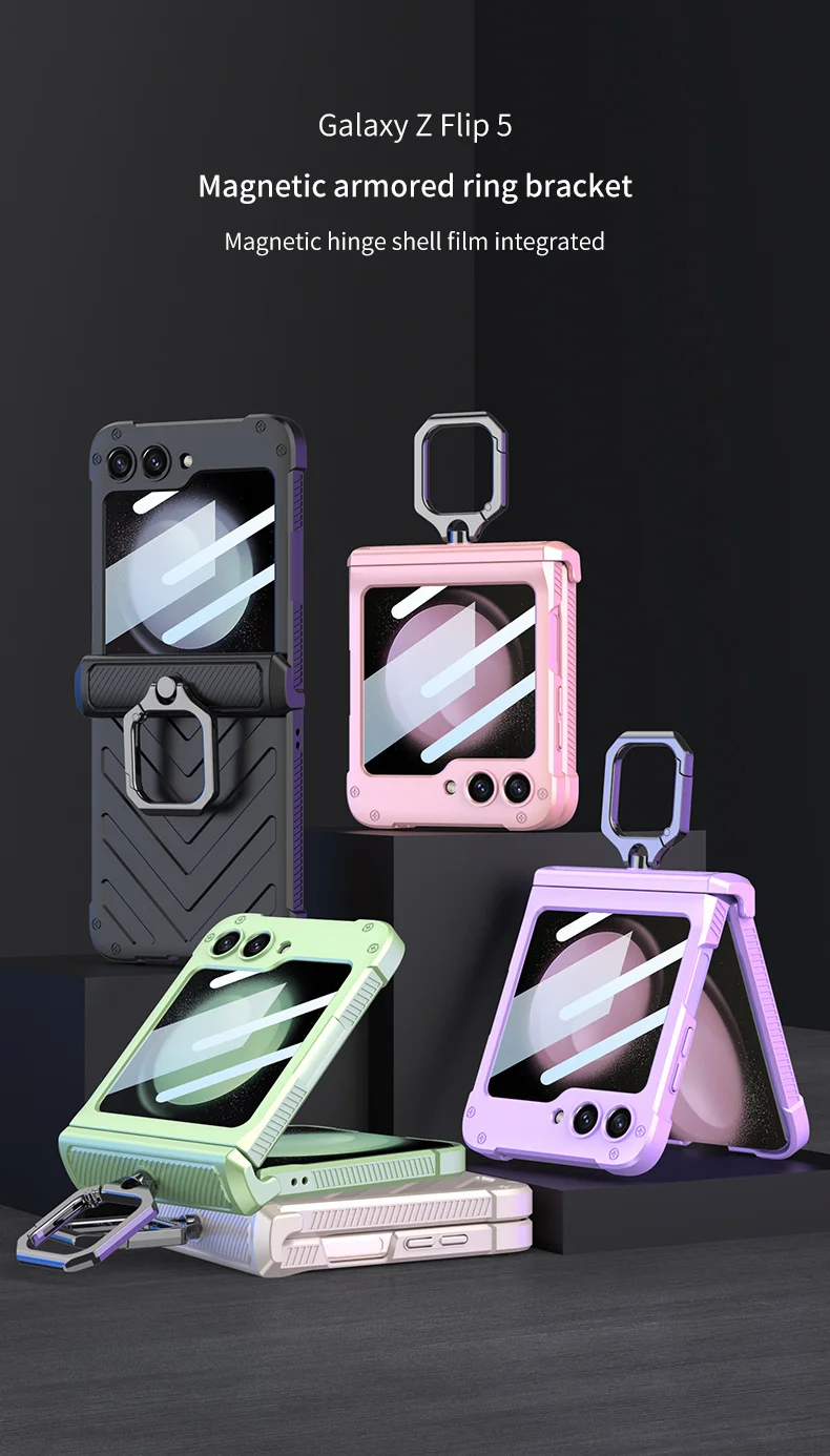 Compatible with Samsung Z Flip Series Folding Screen Armor Ring Phone Case
