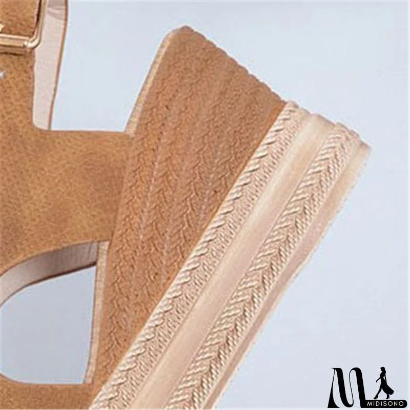 MidiSono - Women Cute Peep Toe Platform Wedge Heel Sandals