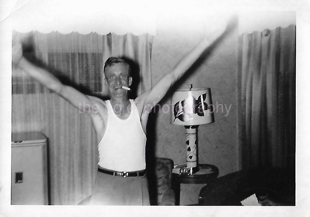 CIGARETTE GUY Vintage FOUND Photo Poster painting Man bwOriginal Snapshot 04 8 K