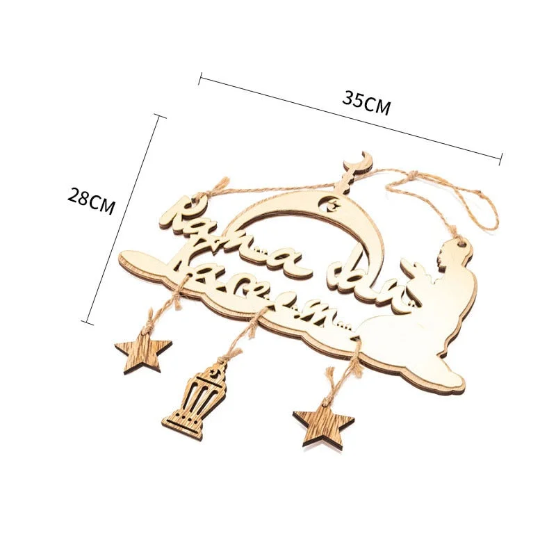 Eid Mubarak Pendant Wooden Ornament Decoration for Home Muslim Islamic Festival Party Eid Al-Adha Gifts Ramadan Kareem Decor