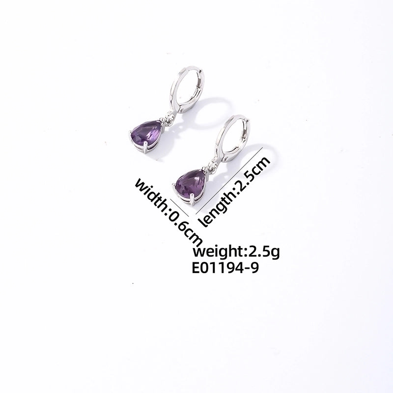 1 Pair Casual Vintage Style Minimalist Water Droplets Plating Inlay Stainless Steel Zircon White Gold Plated Gold Plated Drop Earrings