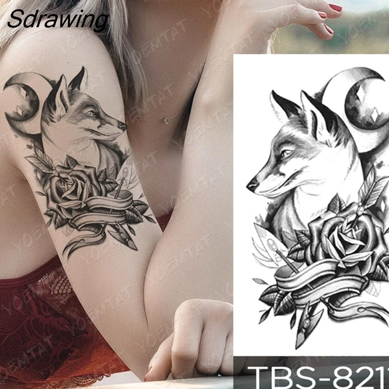 Sdrawing Temporary Tattoo Sticker forest eagle wolf butterfly Flash Tattoos Gothic Y2K Body Art Arm Fake Tatoo Men Women