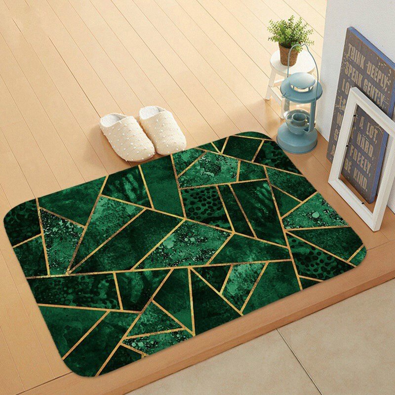Anti-Slip Doormat Geometric Floor Carpet for Bathroom Living Room Front Door Mats Flannel Kitchen Rugs Hallway Entrance Mat