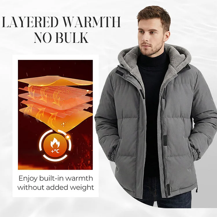 🔥Solange der Vorrat reicht 50% Rabatt!🎉K&auml;ltebest&auml;ndiger, winddichter Herrenmantel mit Kapuze und Thermofutter