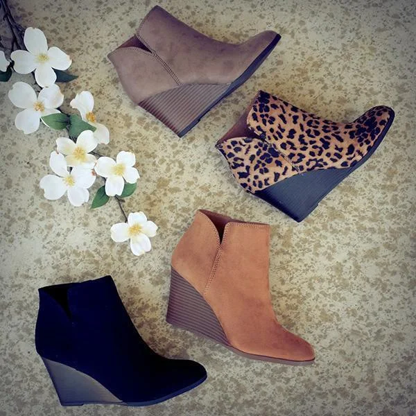 Side Slit Wedge Booties