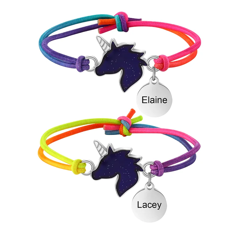 2 PCS Personalized Custom Name Unicorn Elastic Rope Bracelet Back To School Season Children's Gift
