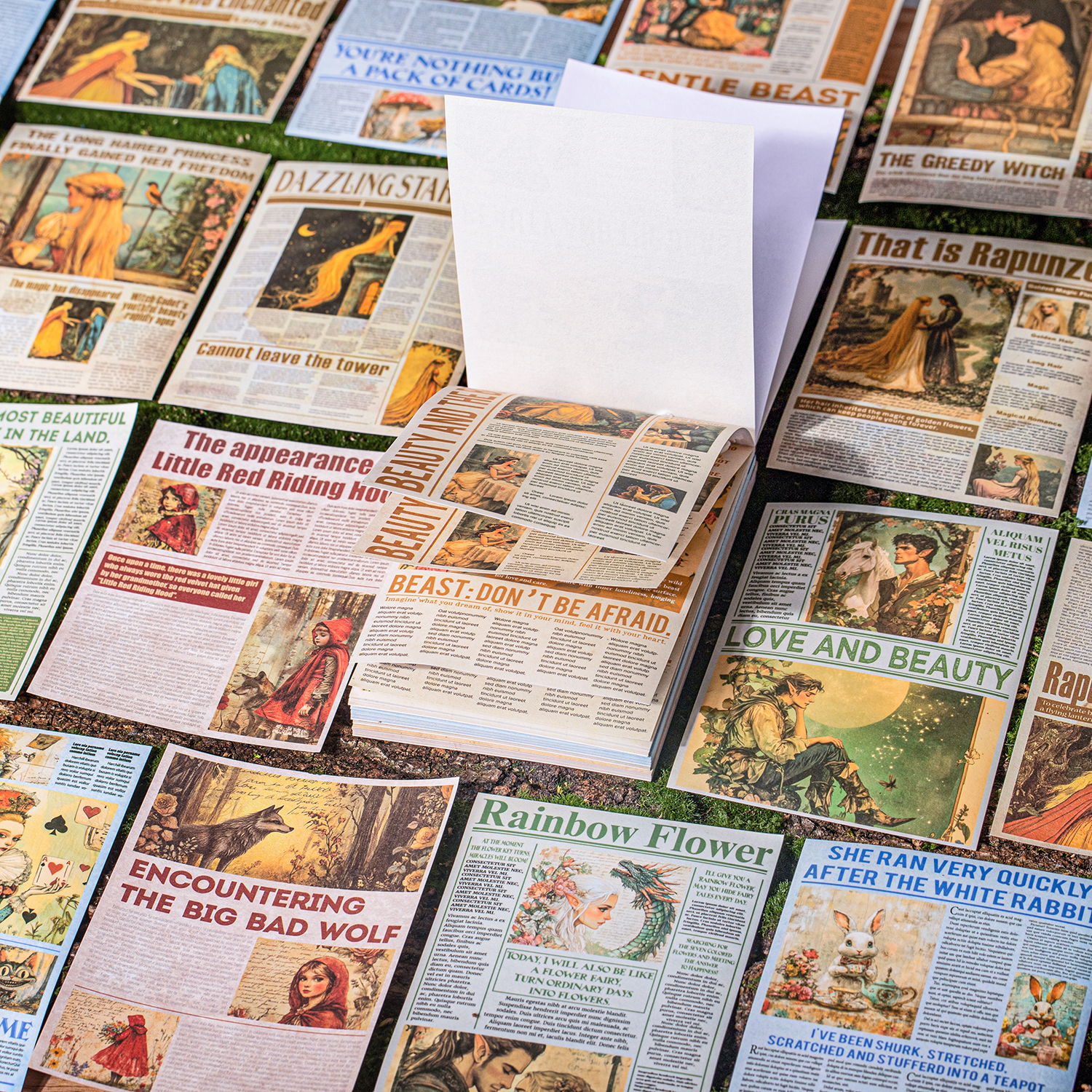 와시 스티커 - 동화집 시리즈 빈티지 캐릭터 영어 텍스트