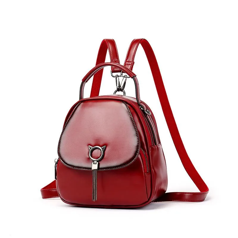 Leather Backpack fashion Mini versatile Backpack