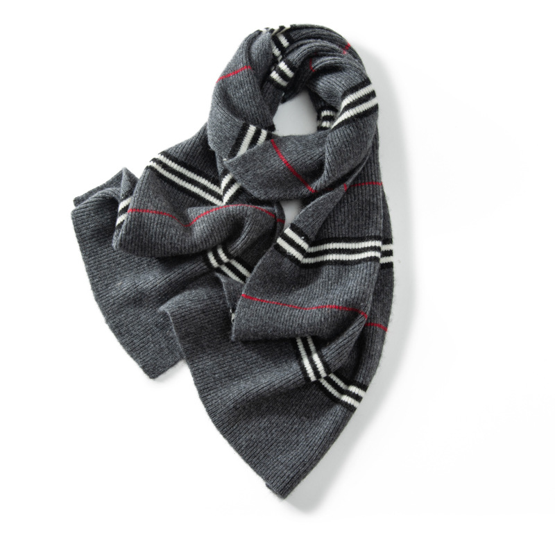 100% Cashmere Scarf Classic Strip Style REAL SILK LIFE
