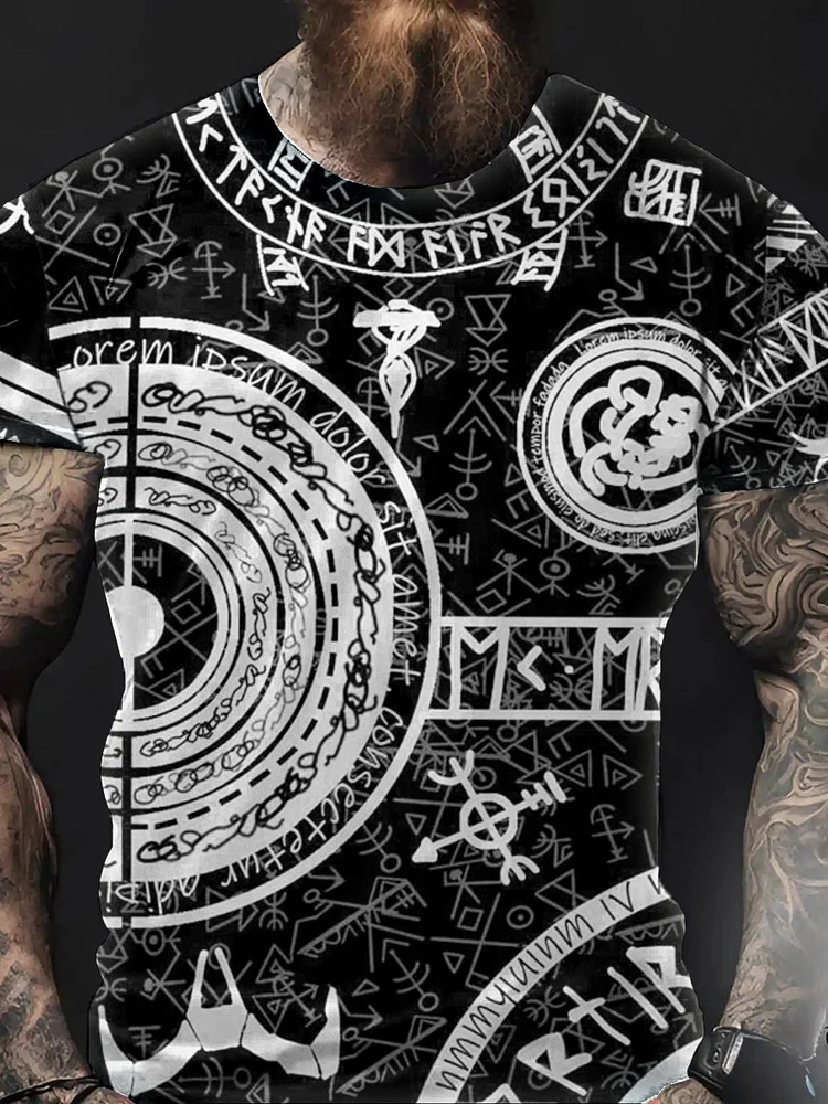 Herren Viking Style Vegvisir Bedrucktes T-Shirt