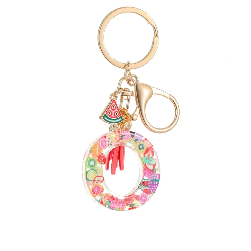 Cute Letter Tassel Watermelon Resin Unisex Keychain