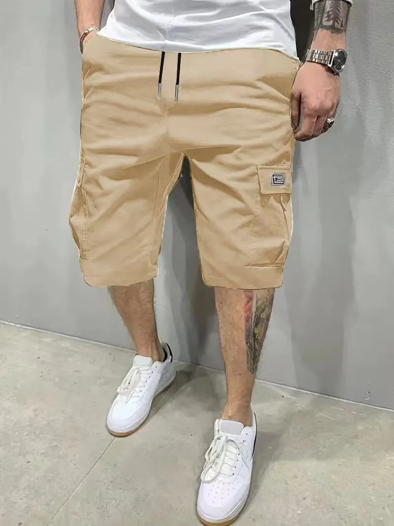 StreetFlex men's utility cargo shorts in khaki