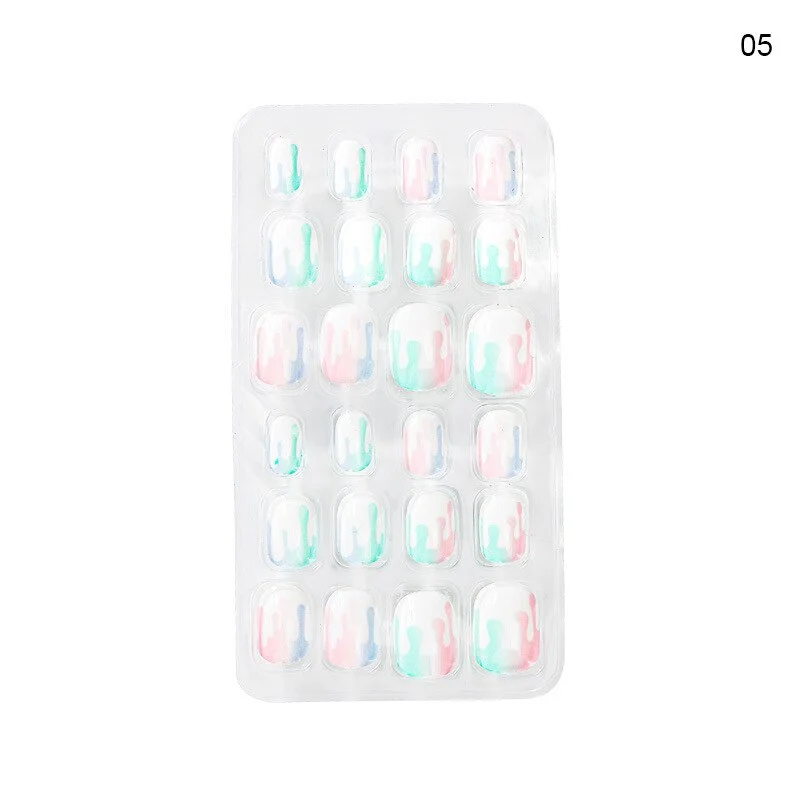 Halloween Nail Art for Children and Adults 24 Pieces of Flame Cartoon Portable Wearable Finished Nail Patch for Children