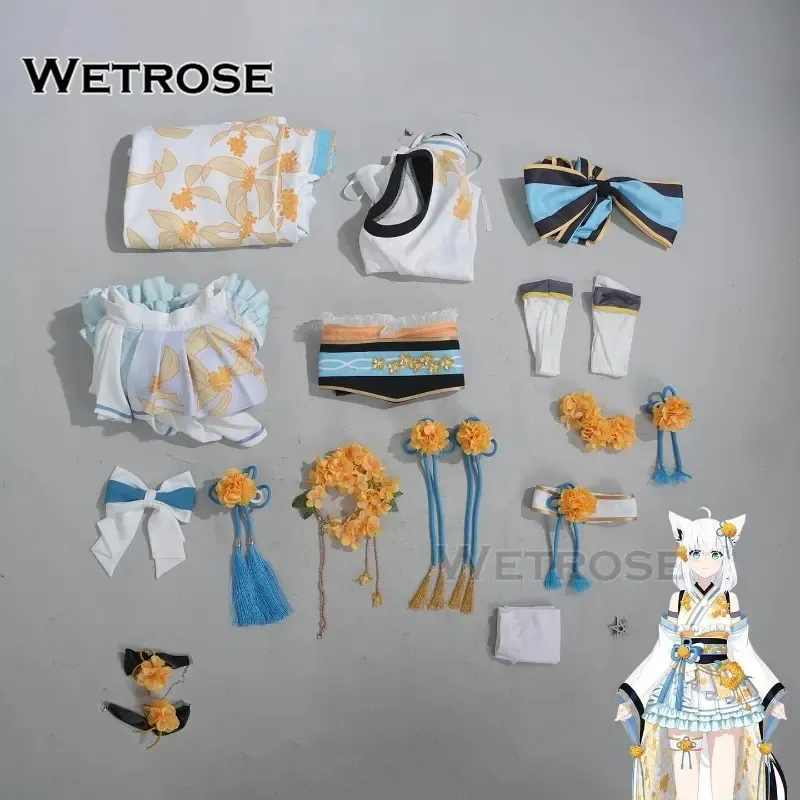 [Wetrose] Pre-Order Hololive Dreams Vtuber Shirakami Fubuki Kimono Cosplay Costume 白上フブキホロドリ新衣装着物コスプレ