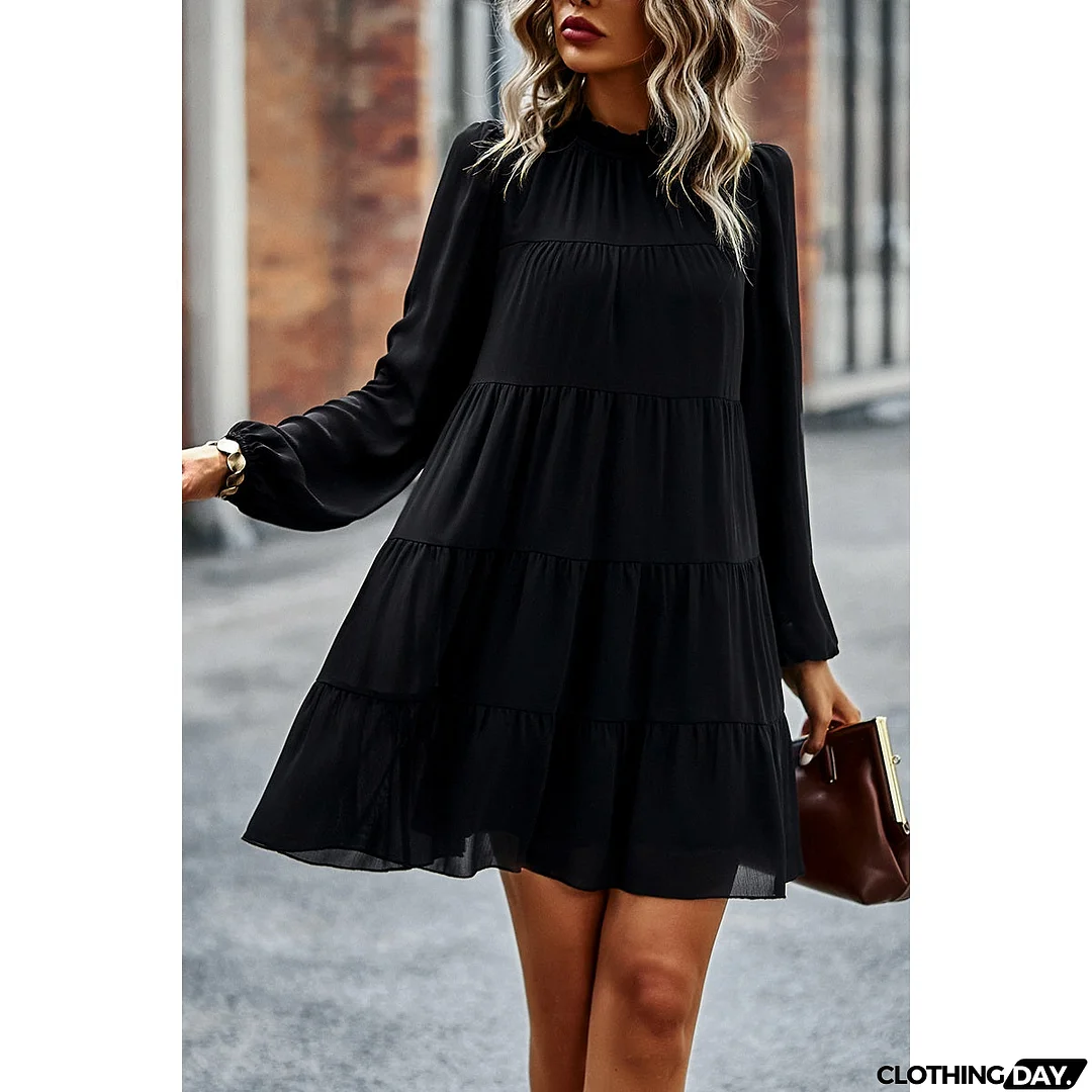 High Neck Comfort Tiered Dress