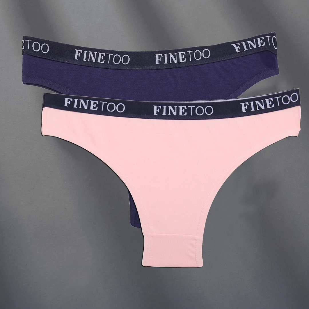 FINETOO 2PCS/Set Cotton Women Sexy Panties Letter Waisted Woman Underwear Fashion Underpant M-XL Female Girls Briefs Lingerie