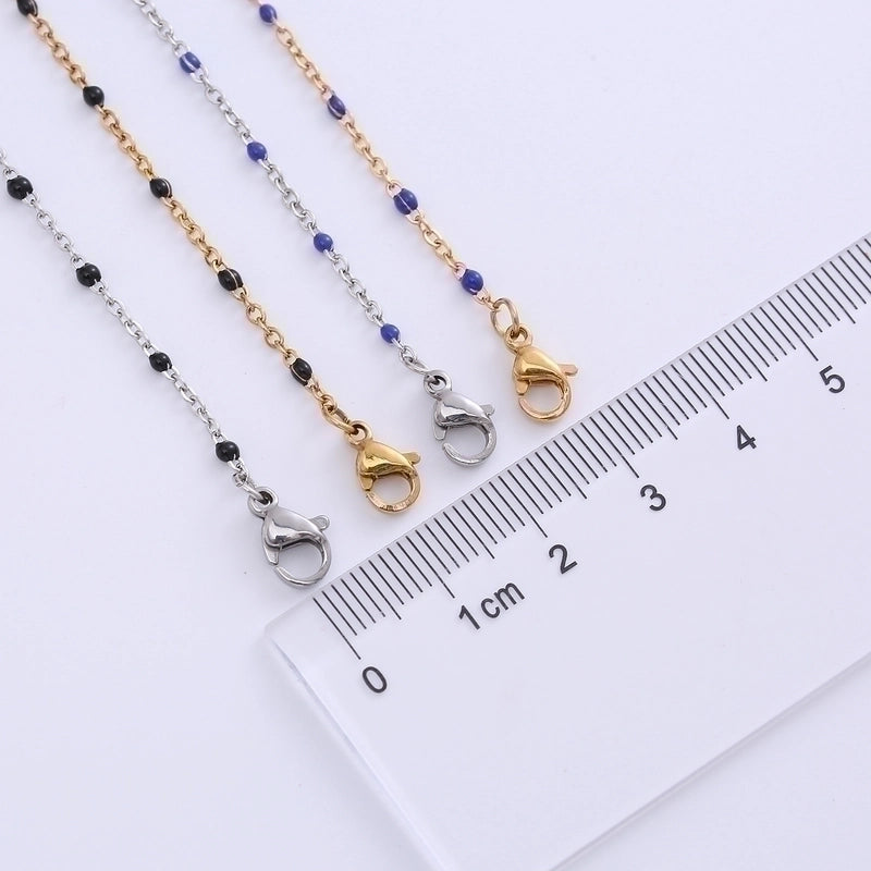 2 Pieces 304 Stainless Steel 18K Gold Plated Hawaiian Bohemian Epoxy Plating Geometric Necklace