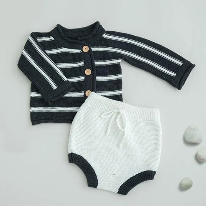 Brand Cotton Boys Girls Baby Knit Sweater Cardigan + Shorts Suit New 2019 Autumn Winter Children Clothing Baby Clothes Suit