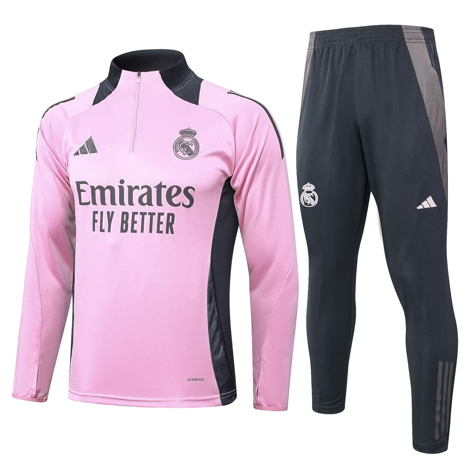 24/25 Real Madrid Half-Pull Pink Training Kit Football Thai Quality