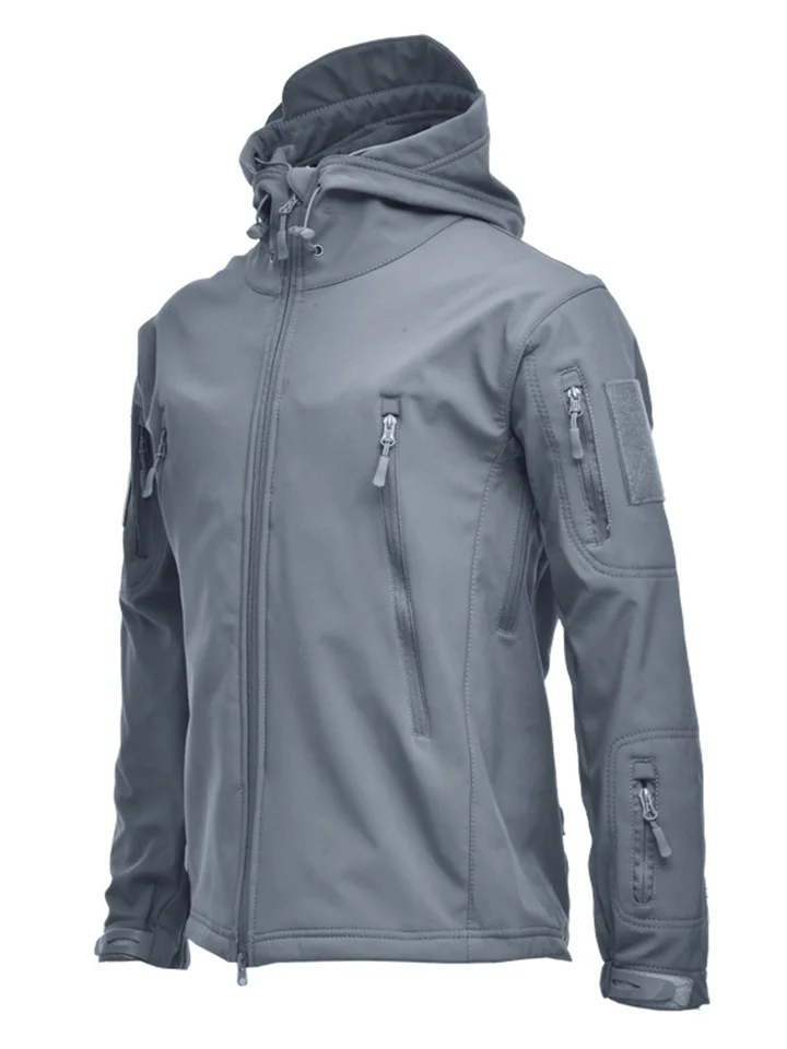 Men's Sharkskin Soft Shell Sweater Camouflage Hooded Fleece Jacket Waterproof Wind Mountaineering Warm Jacket | 168DEAL