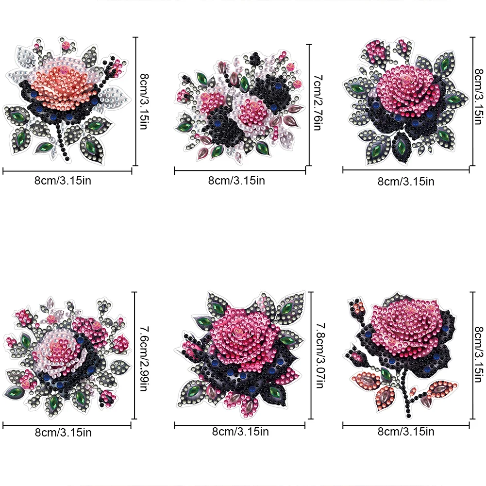 6pcs DIY Rose Special Shape Diamond Painting Fridge Magnet for Adults Kids Beginners