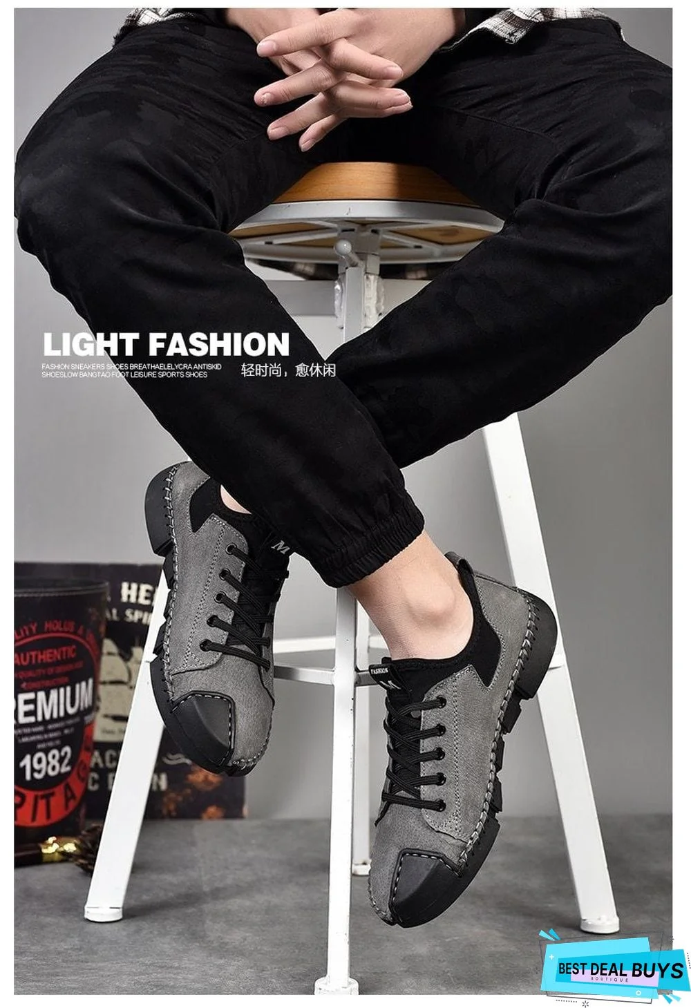 Men Leather Casual Big Size Flats Shoes