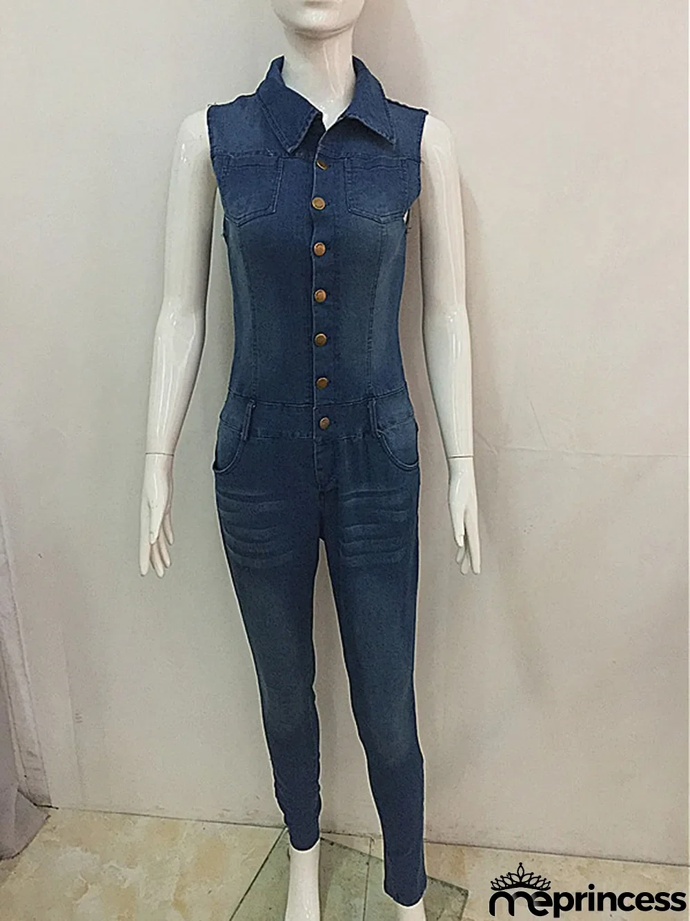 Slim Fit Jumpsuit Denim Pants