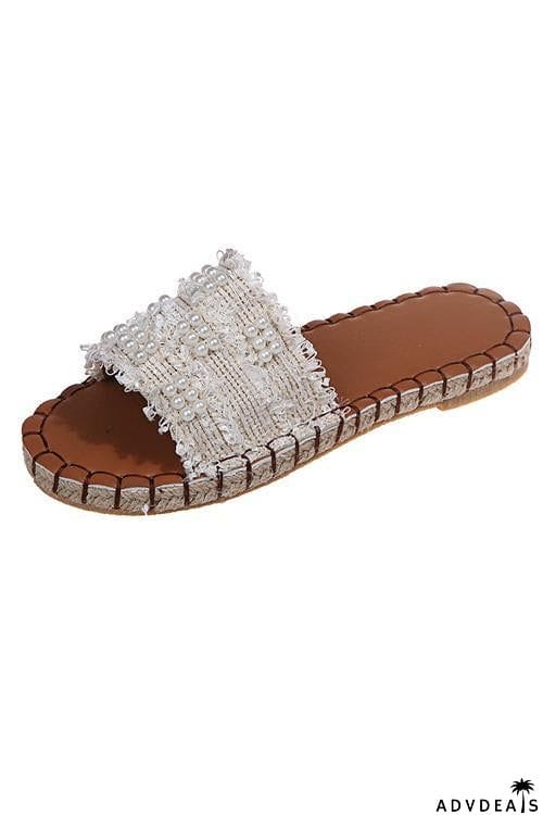 Pearl Tassels Flat Slipper