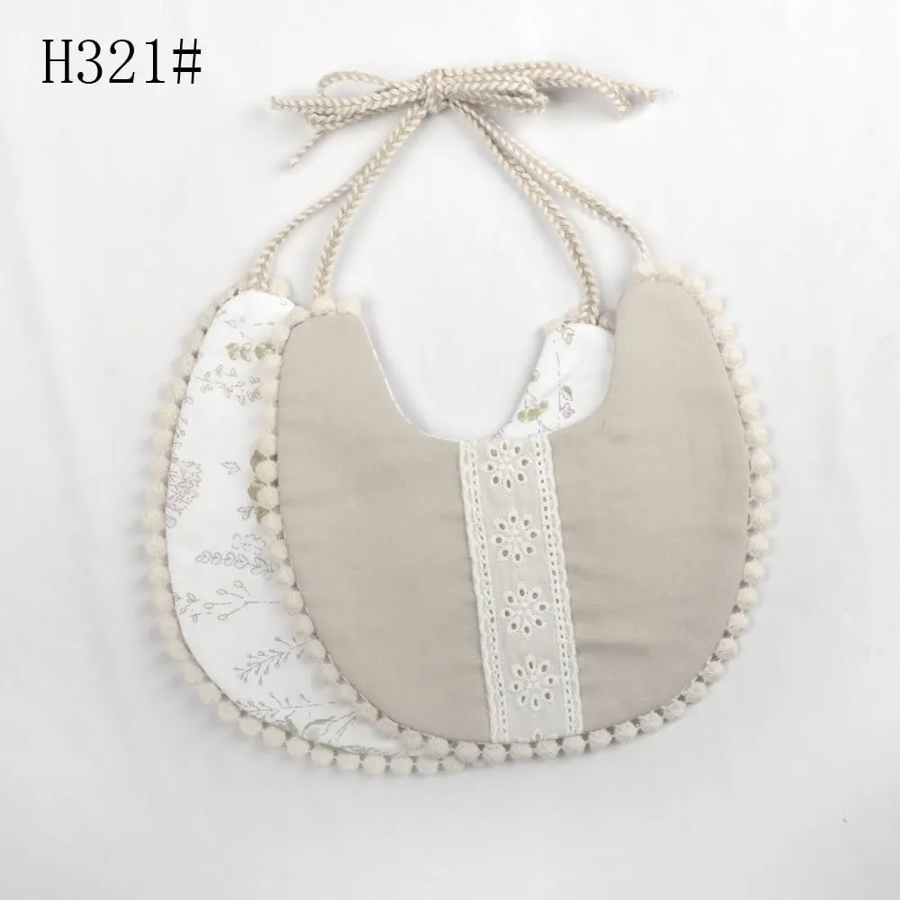 2020 Brand New Infant Baby Girl Boy Bib Kid Toddler Dinner Feeding Tassel Double-deck 100% Cotton Linen Burp Cloths Saliva towel