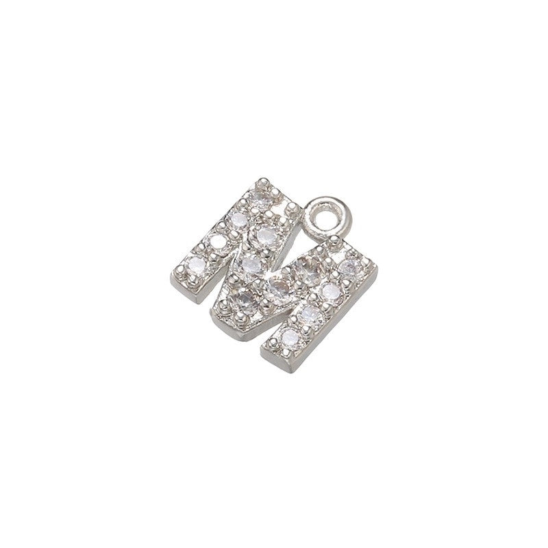 1 Piece 925 Sterling Silver Zircon 22K Gold Plated Rhodium Plated Letter Pendant Charms