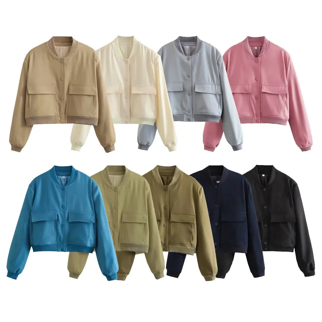 Churchf Churchf Spring And Autumn New Standing Collar Large Pocket Women's Jacket Jacket Female