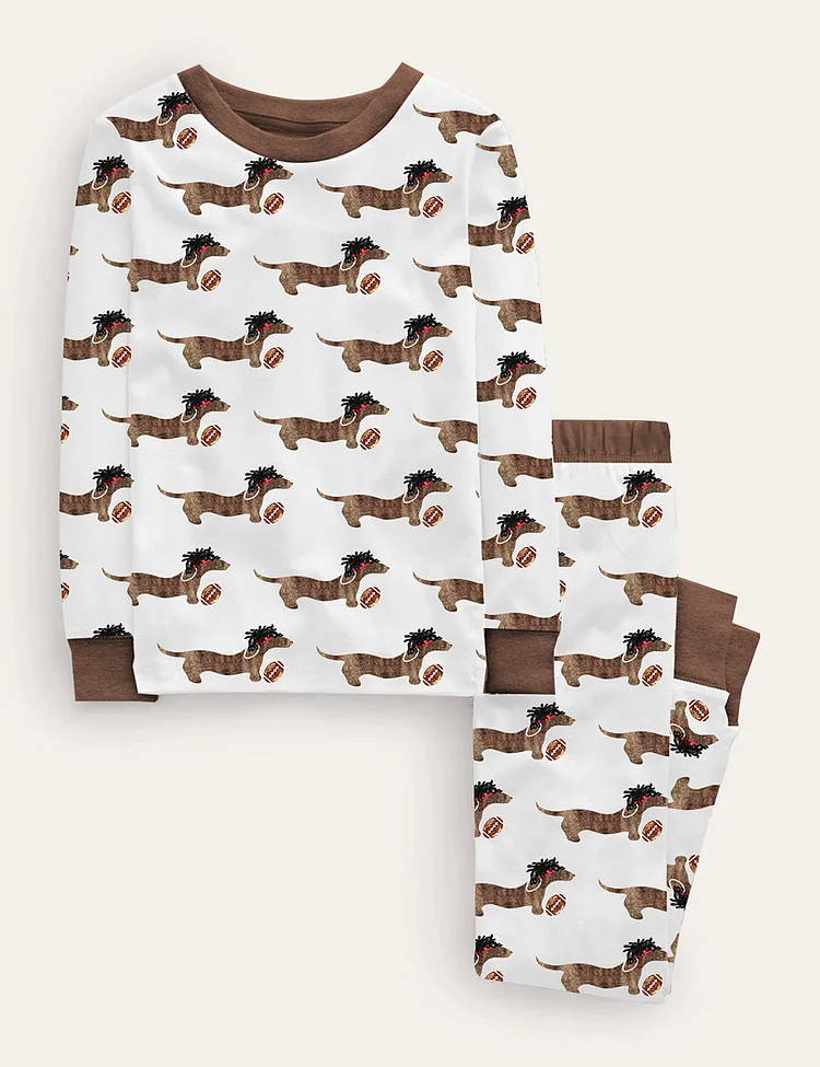 Kid's Dachshund Kansas City Football Pajama Set