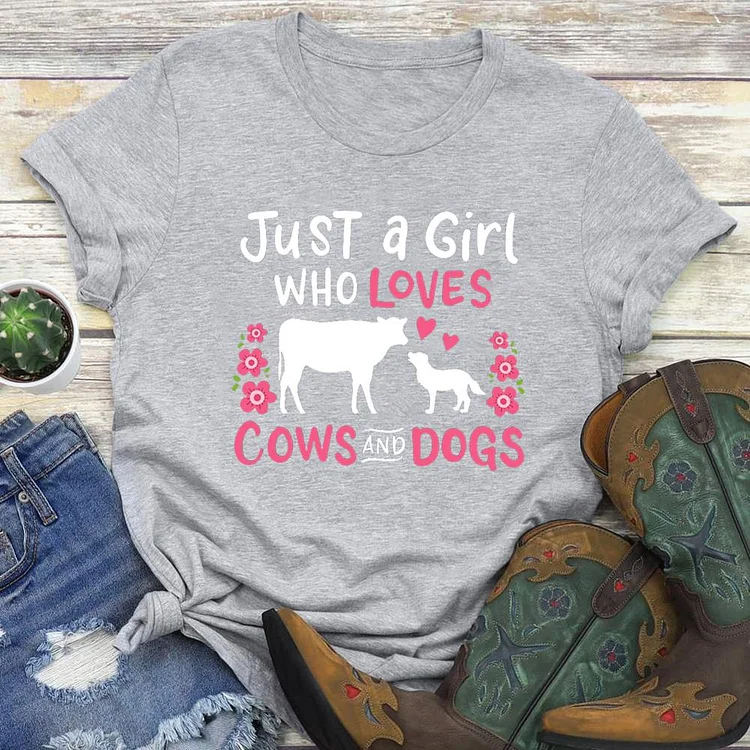 Cow Dog lover Round Neck T-shirt