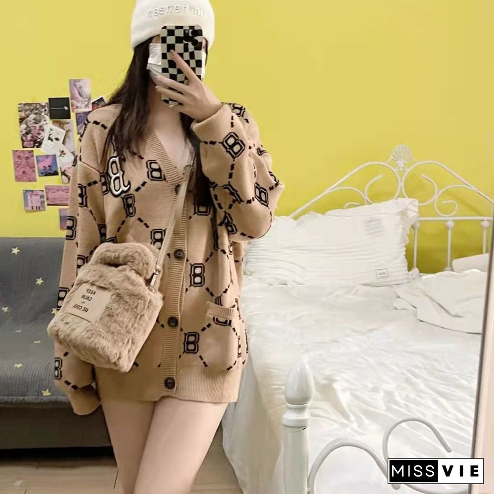 Letter Print Furry Crossbody Bag