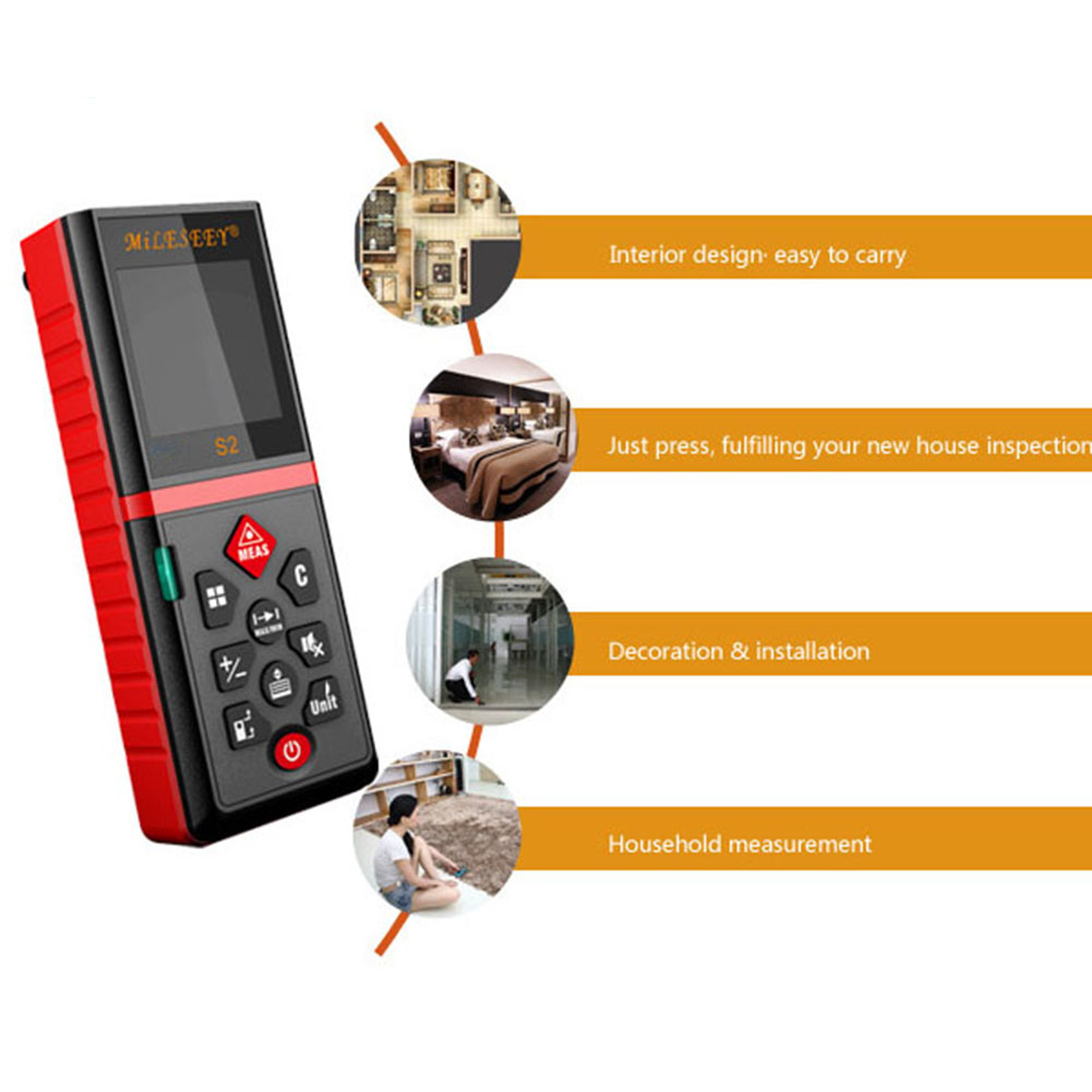 

Mileseey S2 Handheld Infrared Laser Tape Rangefinder Distance Meter (60m)-299163.02, 501 Original