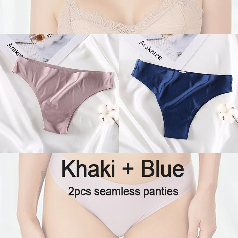2PCS/Set Women's Panties Seamless Underwear Sexy Lingerie Thong Female Underpants Low-Rise Pantys T-back Briefs Femme Panties