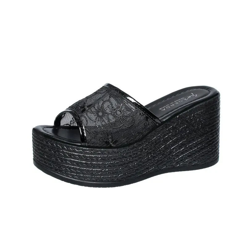 Breakj Breakj Bottom Slippers 2025 Summer New Pine Cake Thick Bottom Mesh Small Children Drag Large Size Leisure Cold Drag