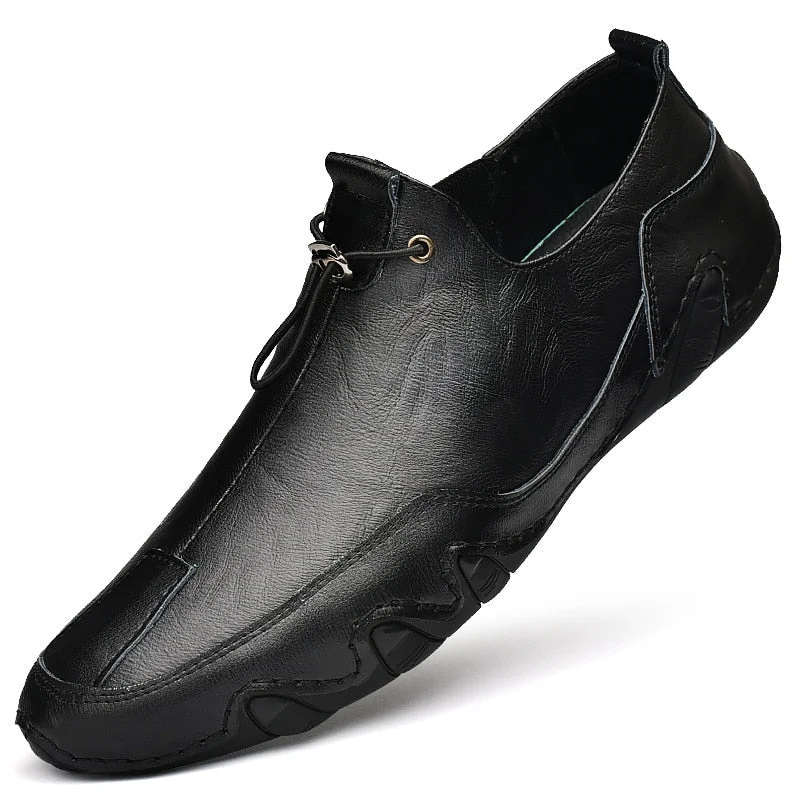 2021 Men Casual Genuine Leather Sneakers Fashion Brand Men Flats Autumn Shoes Black Comfortable Men Moccasins Plus Size 47