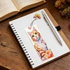 3Pcs DIY Pearl Painting Cat Bookmark with Butterfly Pendant Home Office Supplies Gift for Book Lovers