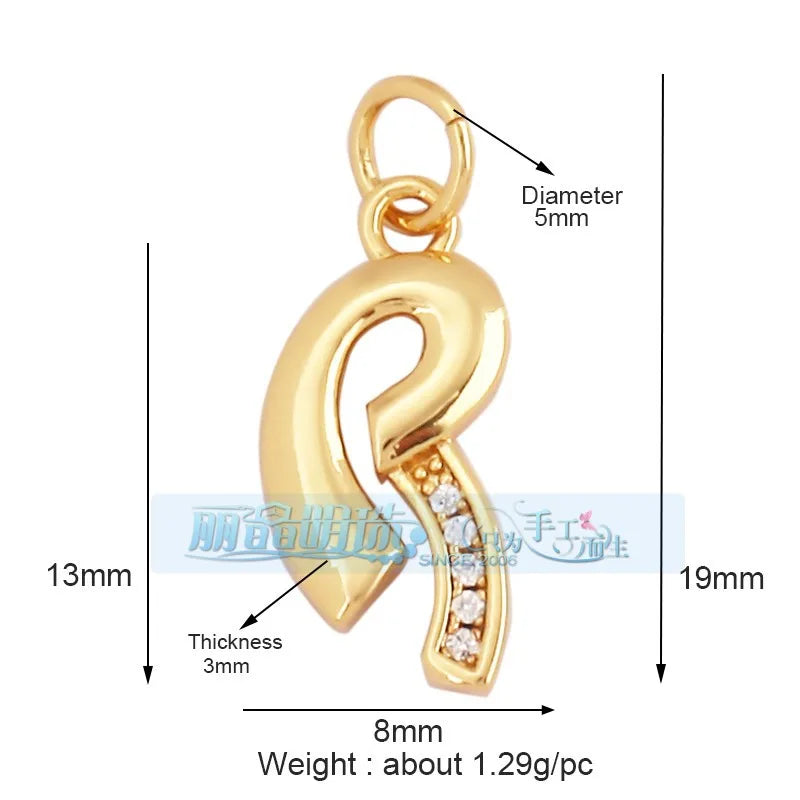 1 Piece 15 * 19mm Hole 5~5.9mm Copper Zircon Letter Heart Shape Pendant Jewelry Accessories