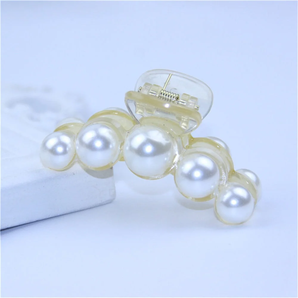Back to school guide  Luxury Trendy Big Pearls Acrylic Hair Claw Clips Round Pearl  Makeup Hair Styling Barrettes for Women Hair Accessories