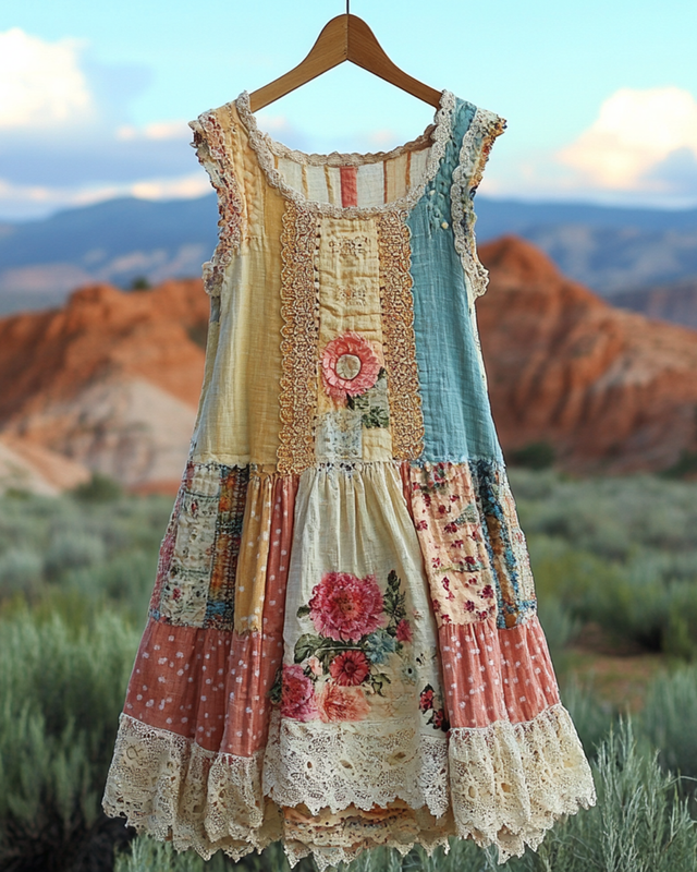 Simple lace patchwork dress