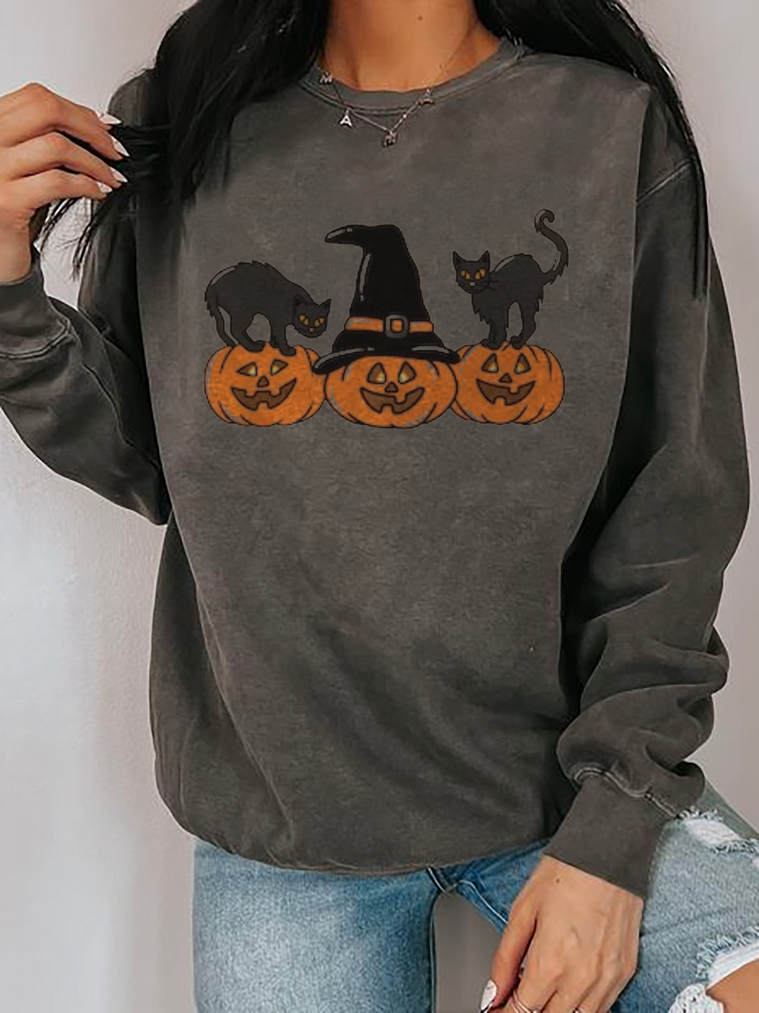 Casual Animal Autumn Daily Jersey Standard Crew Neck Regular Regular Sweatshirts for Women