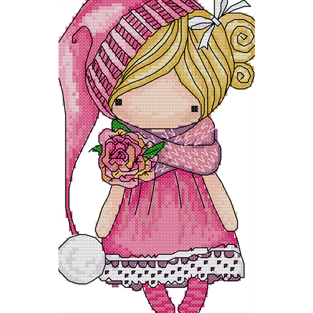 

Rose Doll - 14CT Stamped Cross Stitch - 16*22CM, 501 Original