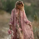 Boho Roses Floral Embroidered Flowy Linen Cardigan - Image 2