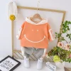 Baby Boys Girl Sets Plush Warm Tops+ Bottoms 2 Pcs